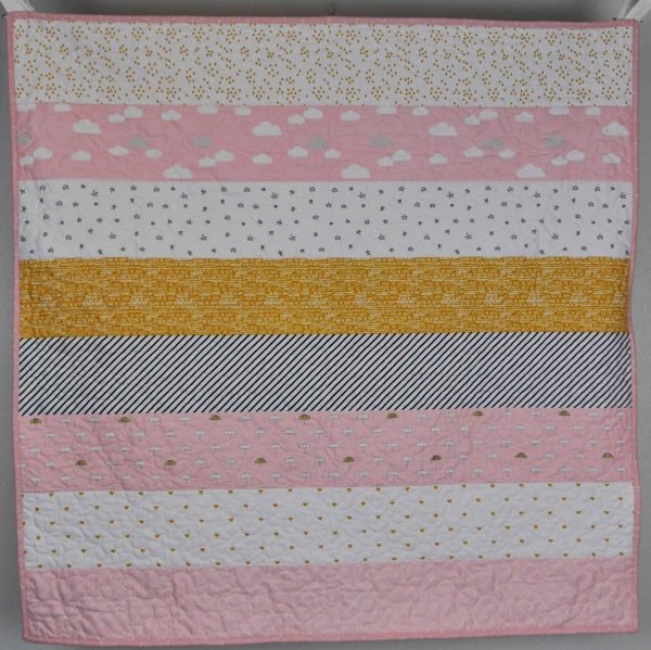 Pink Minky Gold Hearts