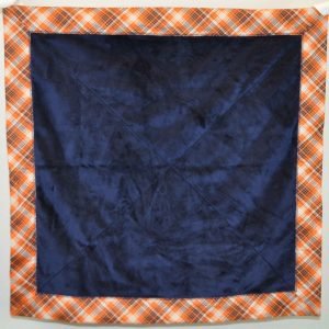 Orange Plaid and Navy Minky Receiving Blanket