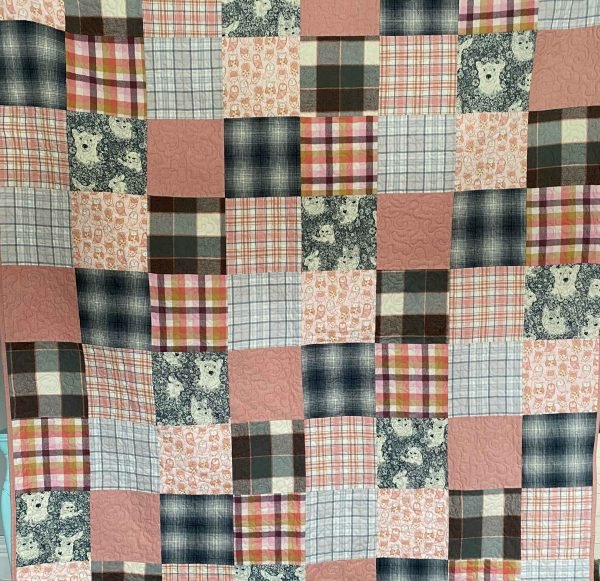 Pink Plaid Owl Quilt - Image 3