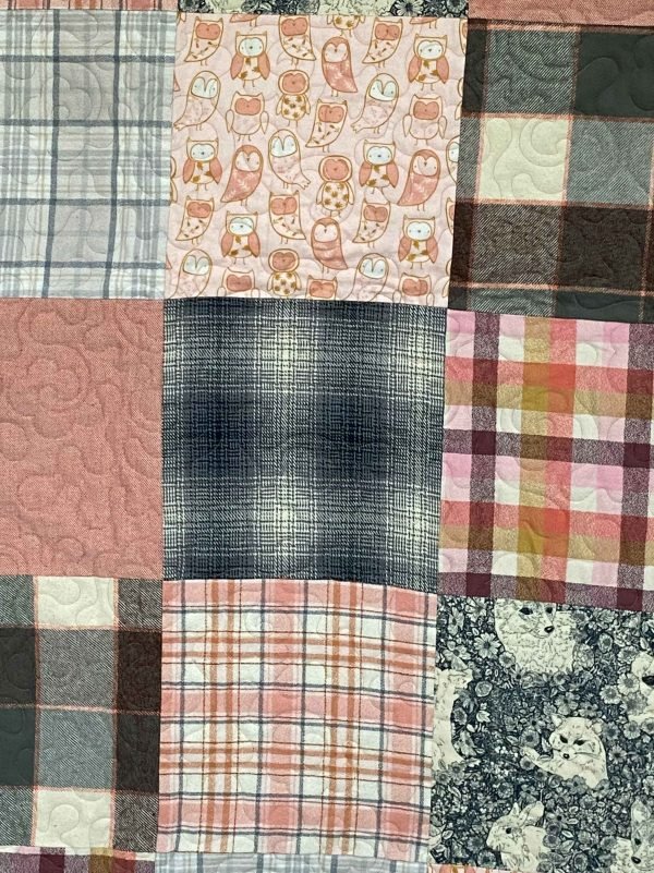 Pink Plaid Owl Quilt - Image 4