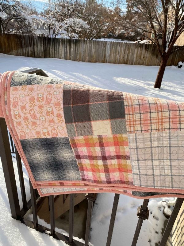 Pink Plaid Owl Quilt - Image 7