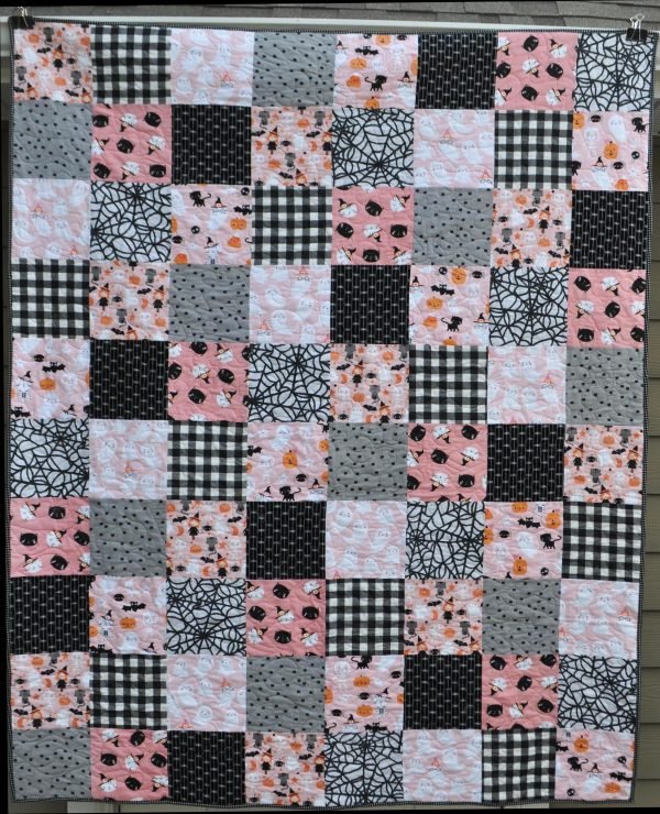 Pink and Black Halloween Quilt